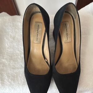 ANTONIO MELANI Black Heels Textured Pumps